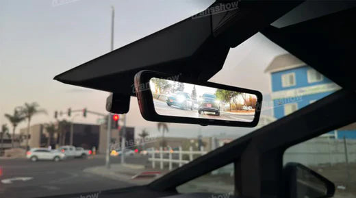 Tesla Cybertruck Media Rearview Mirror 8.2" Dual Channel Recorder | Hansshow: A Comprehensive Upgrade for Your Cybertruck