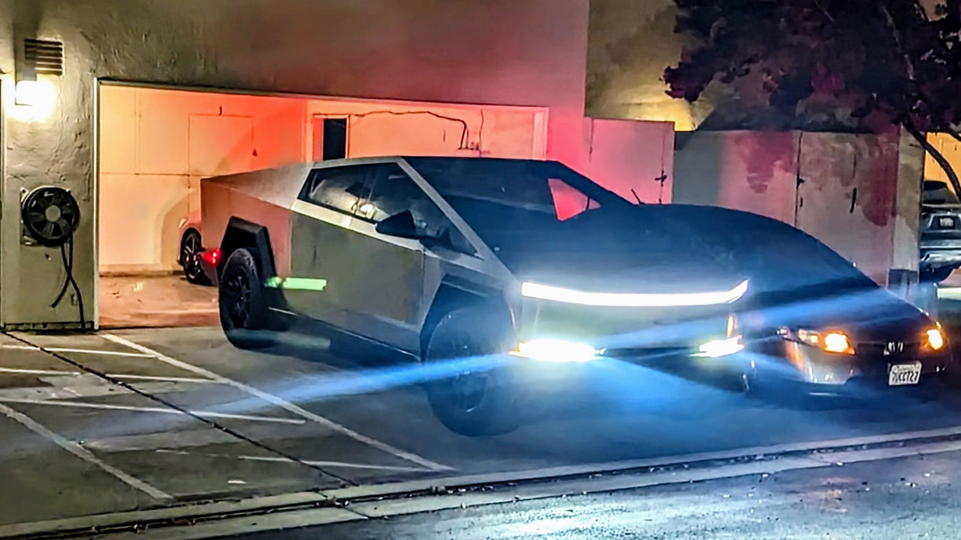 Tesla Cybertruck Sighting Bodes Well For Vault Size, Confirms LED Light Bar In Bed