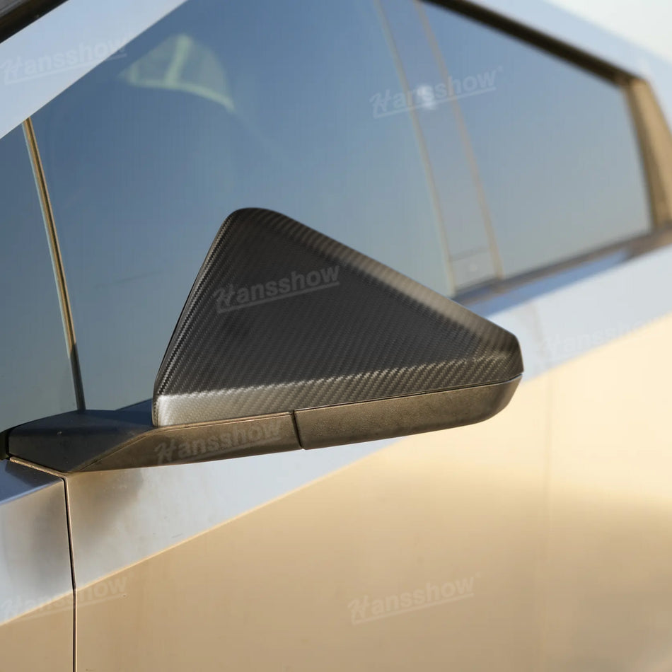 Tesla Cybertruck Real Carbon Fiber Side View Mirror Cap Overlays Rearview Cover Protection 2PCS Left & Right|Hansshow