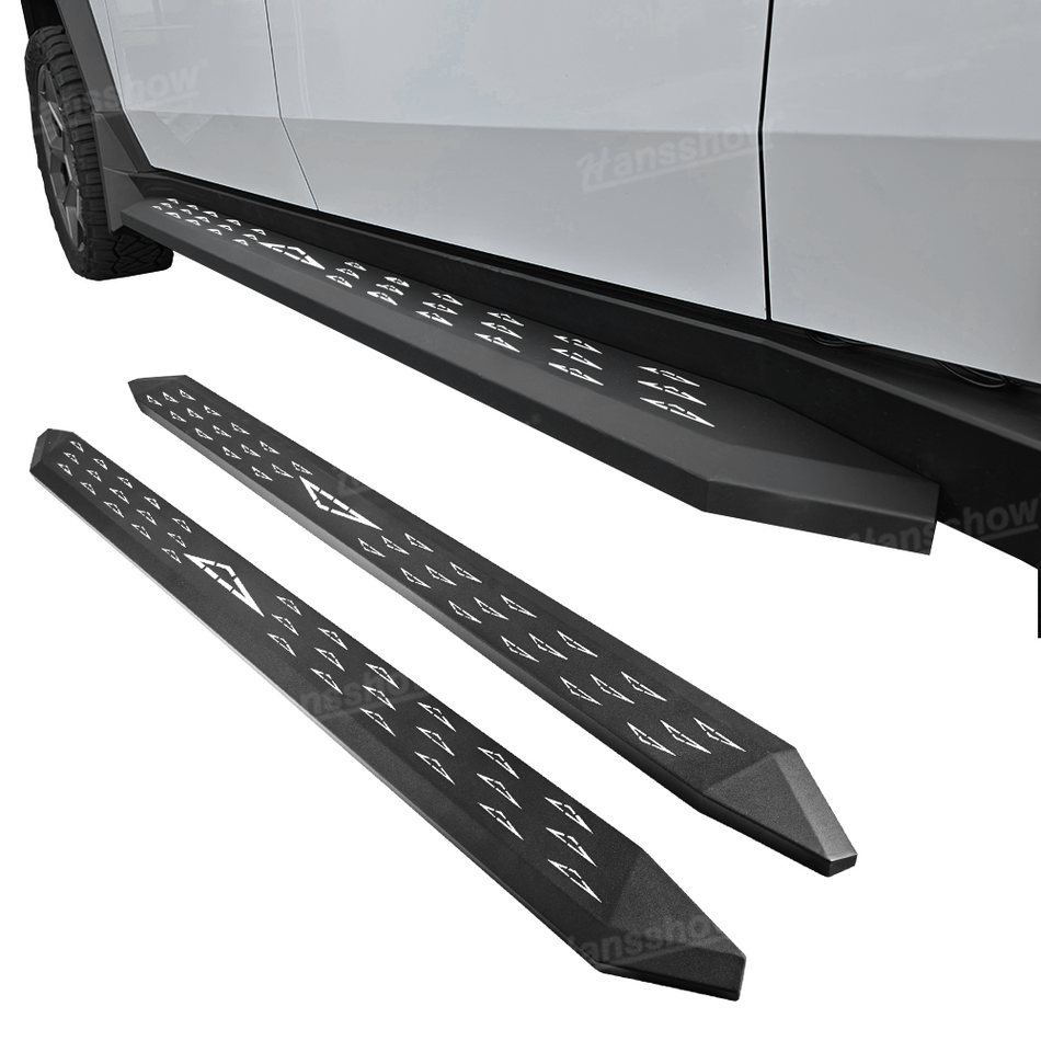 Tesla Cybertruck Running Board Side Steps Nerf Bar-With Cybertruck Custom Logo | Hansshow