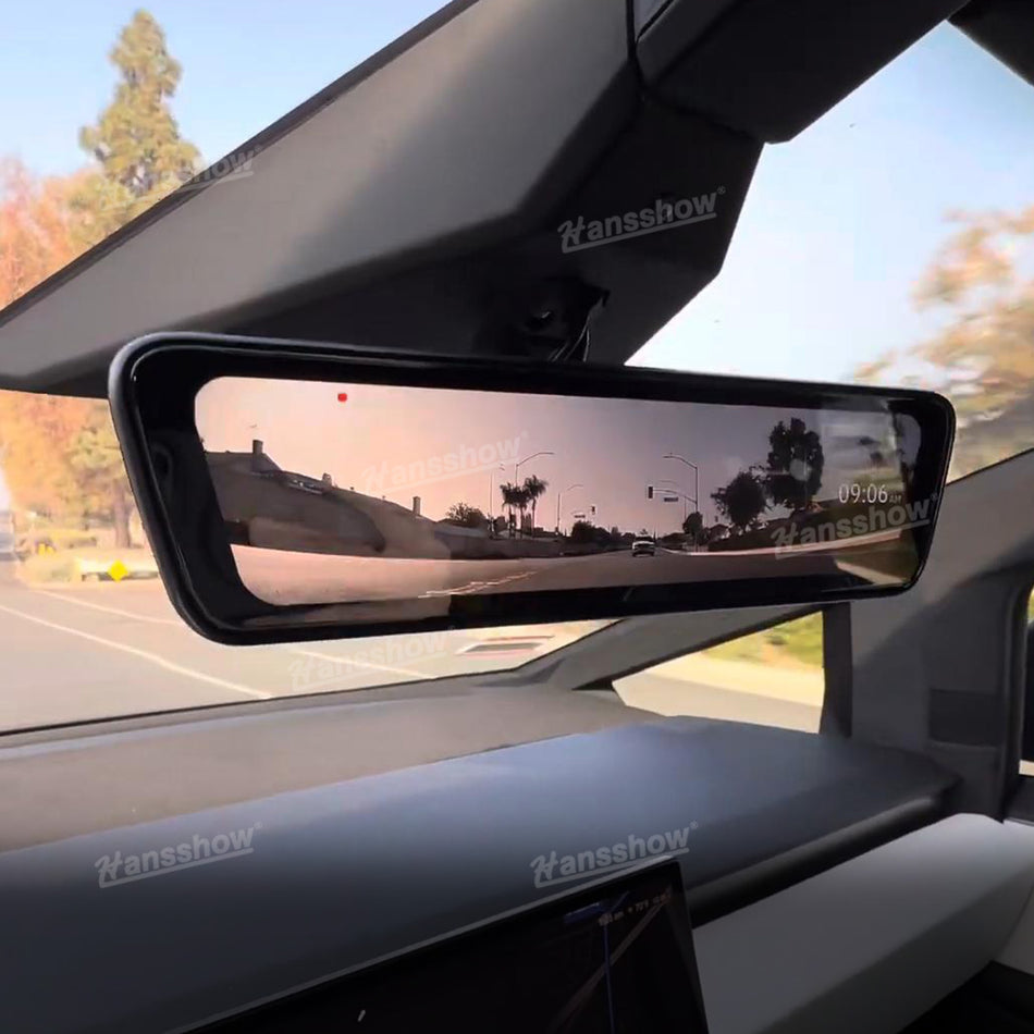 Rear View Mirror for Tesla Cybertruck Accessories 8.2"Dual Channel Dashcam Recorder Anti-glare Wide Angle | Hansshow