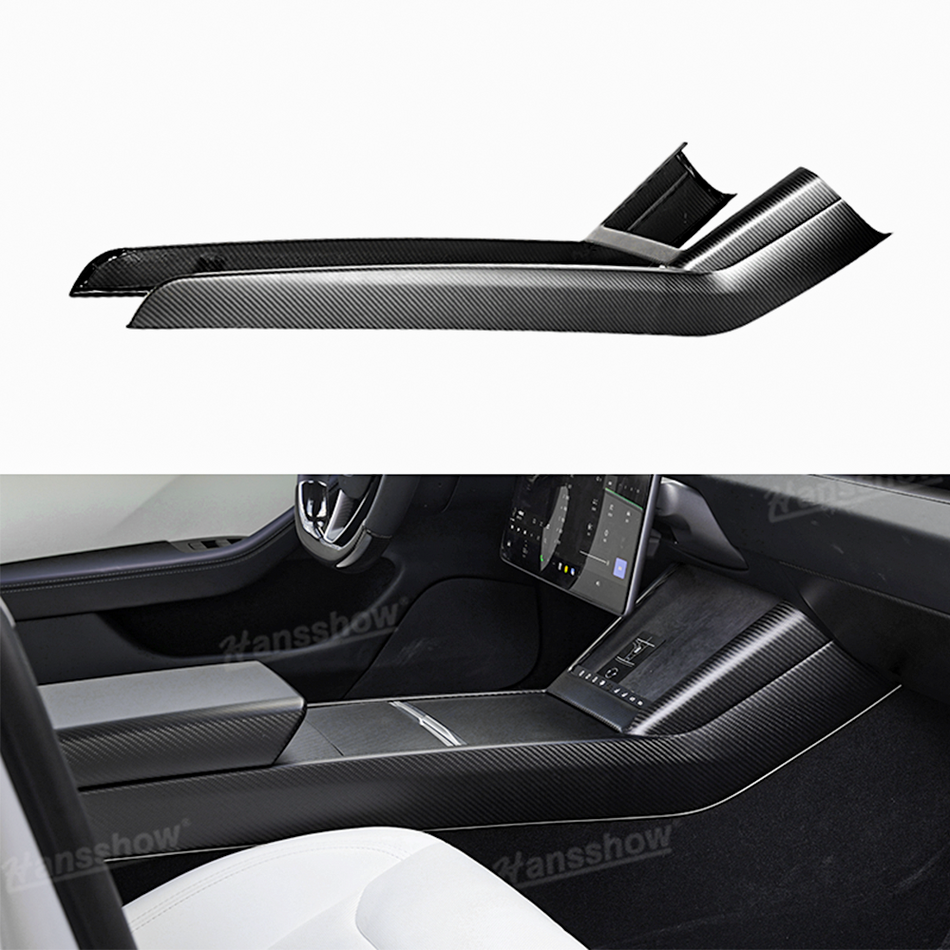 Tesla Model 3 Highland Real Carbon Fiber Center Console Side Cover Trim Panel | Hansshow