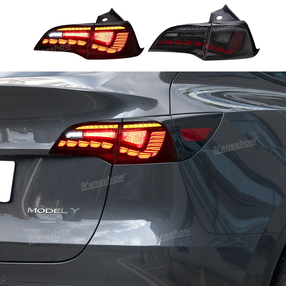 Tesla Model Y/3 LED Tail Lights Sequential Dynamic Dragon Scale|Hansshow