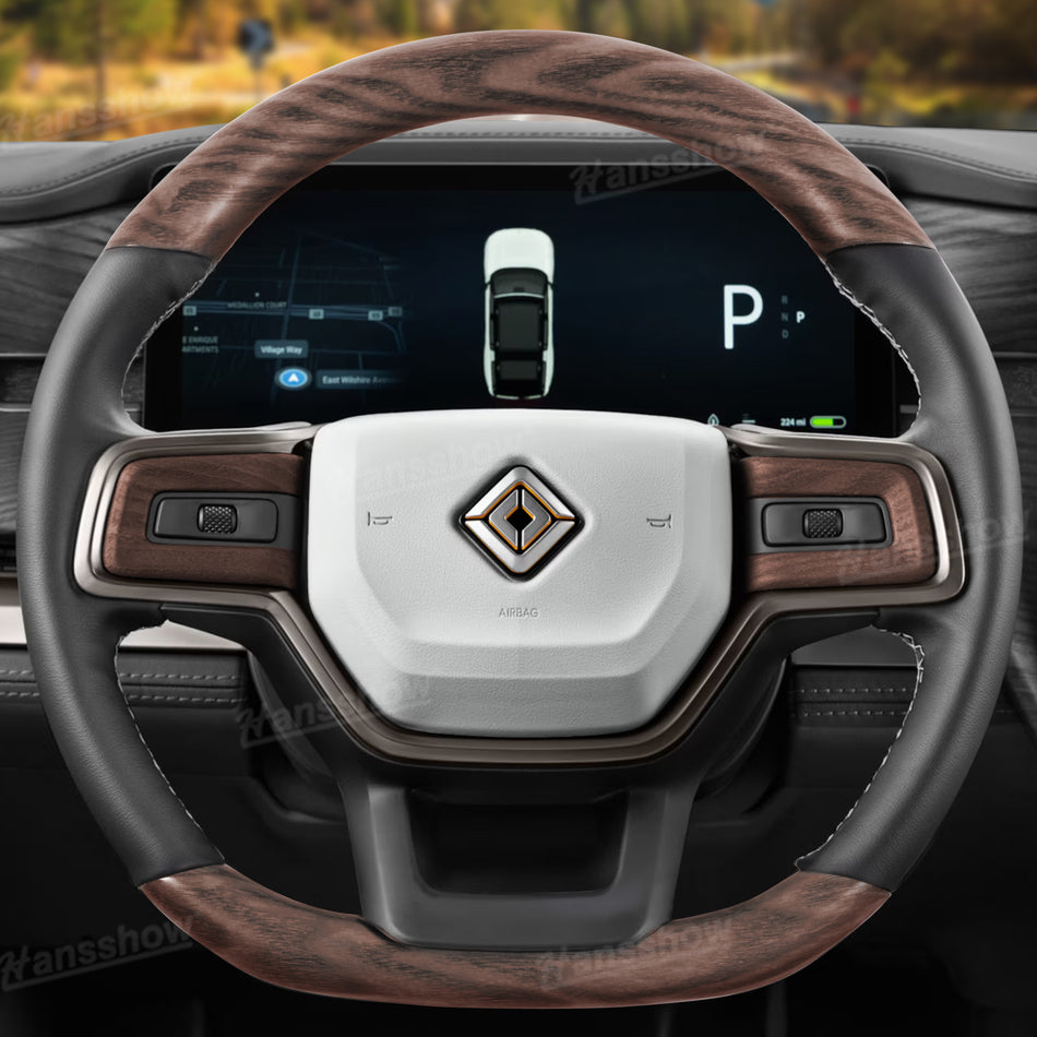 R1S/ R1T Steering Wheel Replacement for Rivian Wood Heated Warm Ash Wood | Hansshow