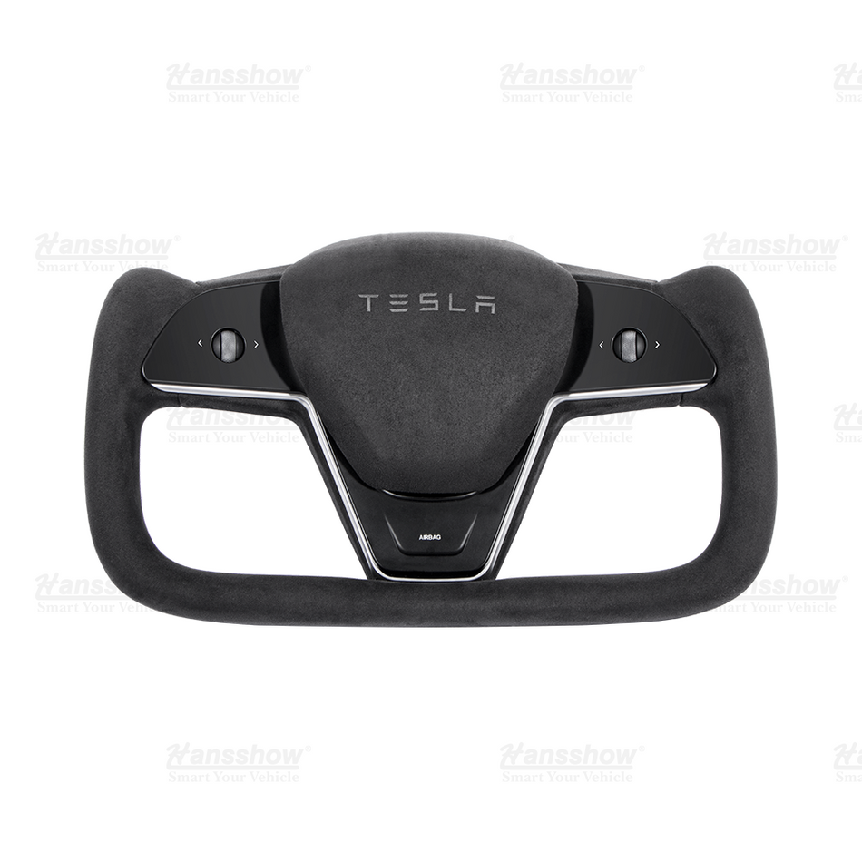 Volant Tesla Model 3/Y en Alcantara noir (design inspiré du modèle X/S Yoke)