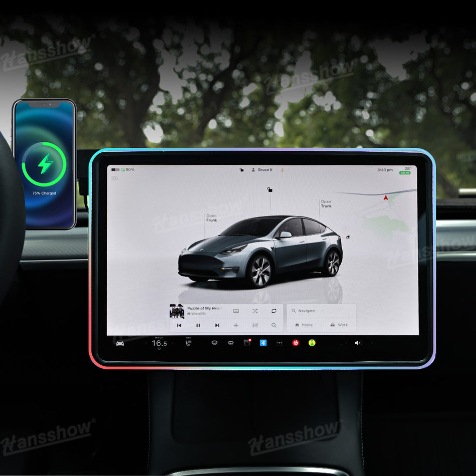 Model 3/Y Streamer Ambient Light Center Console Screen Light With Wireless Charging Phone Holder