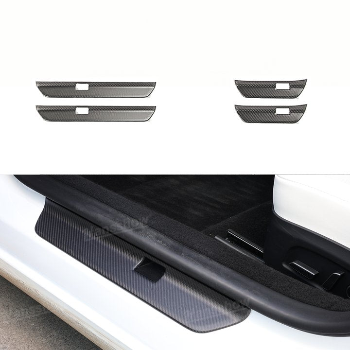 Tesla Model Y/3/3 Highland Cubiertas de alféizar de puerta de fibra de carbono real Protector Pedal de bienvenida | Hansshow